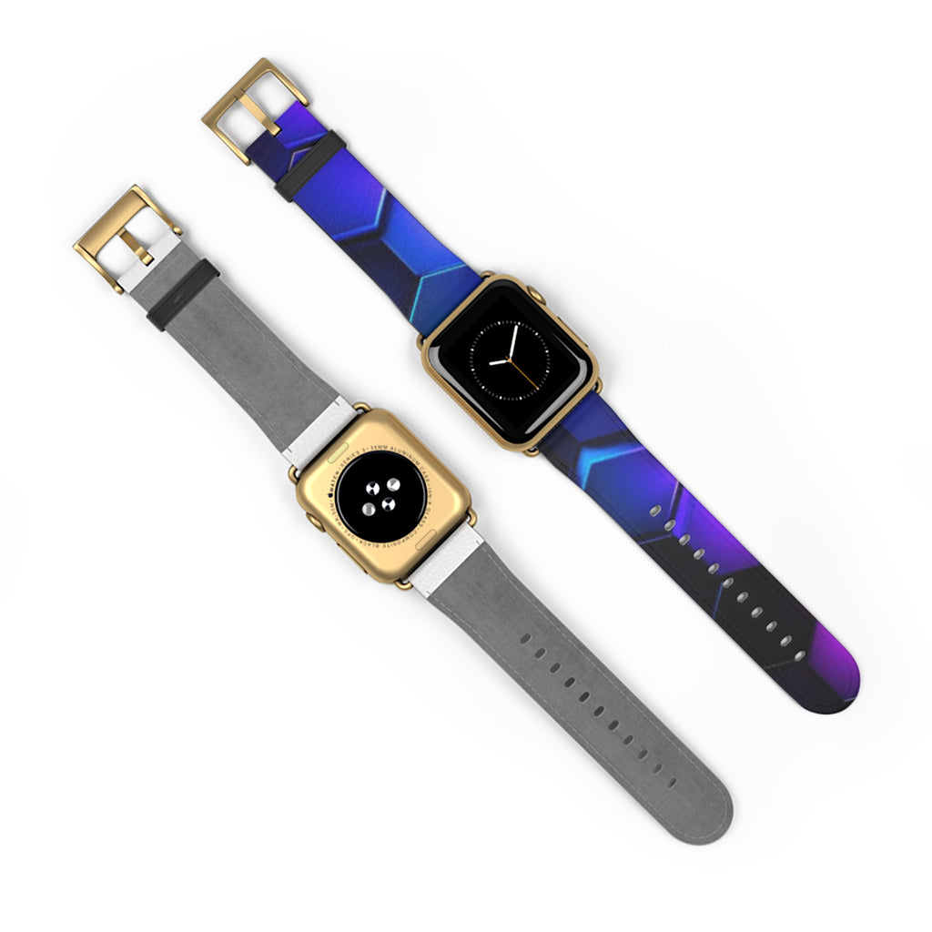 Hex Tech Watch Band — Blue & Purple Geometric Silicone Strap