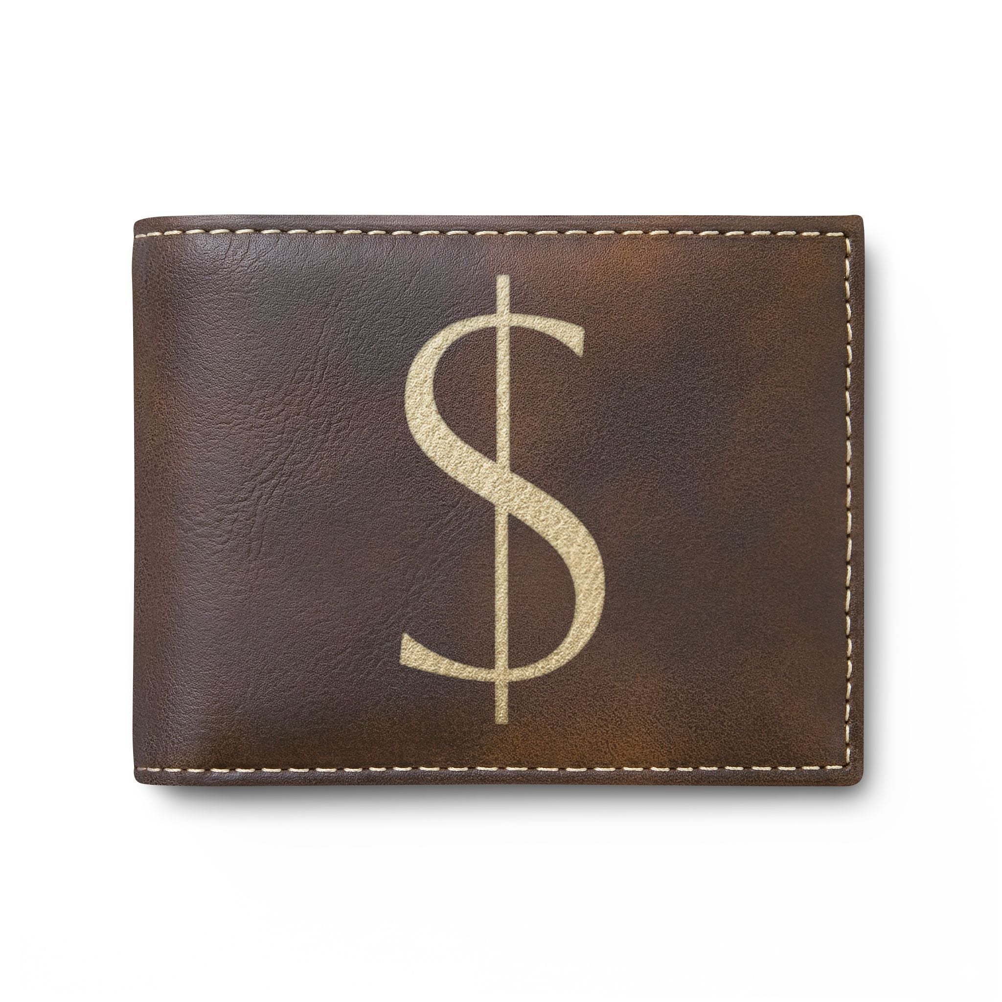 Bi-Fold Wallet — Modern Leather Money Clip Wallet with Dollar sign