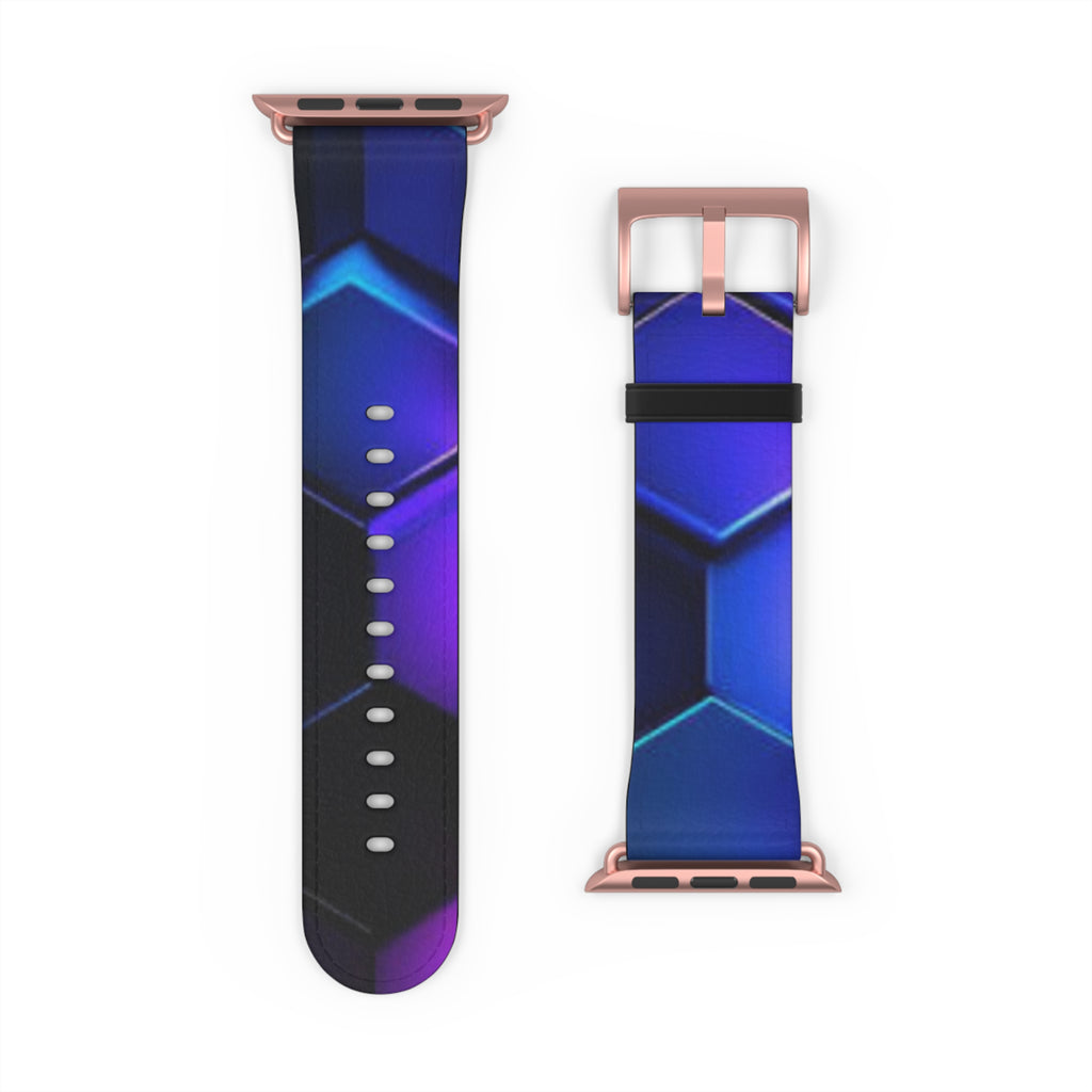 Hex Tech Watch Band — Blue & Purple Geometric Silicone Strap