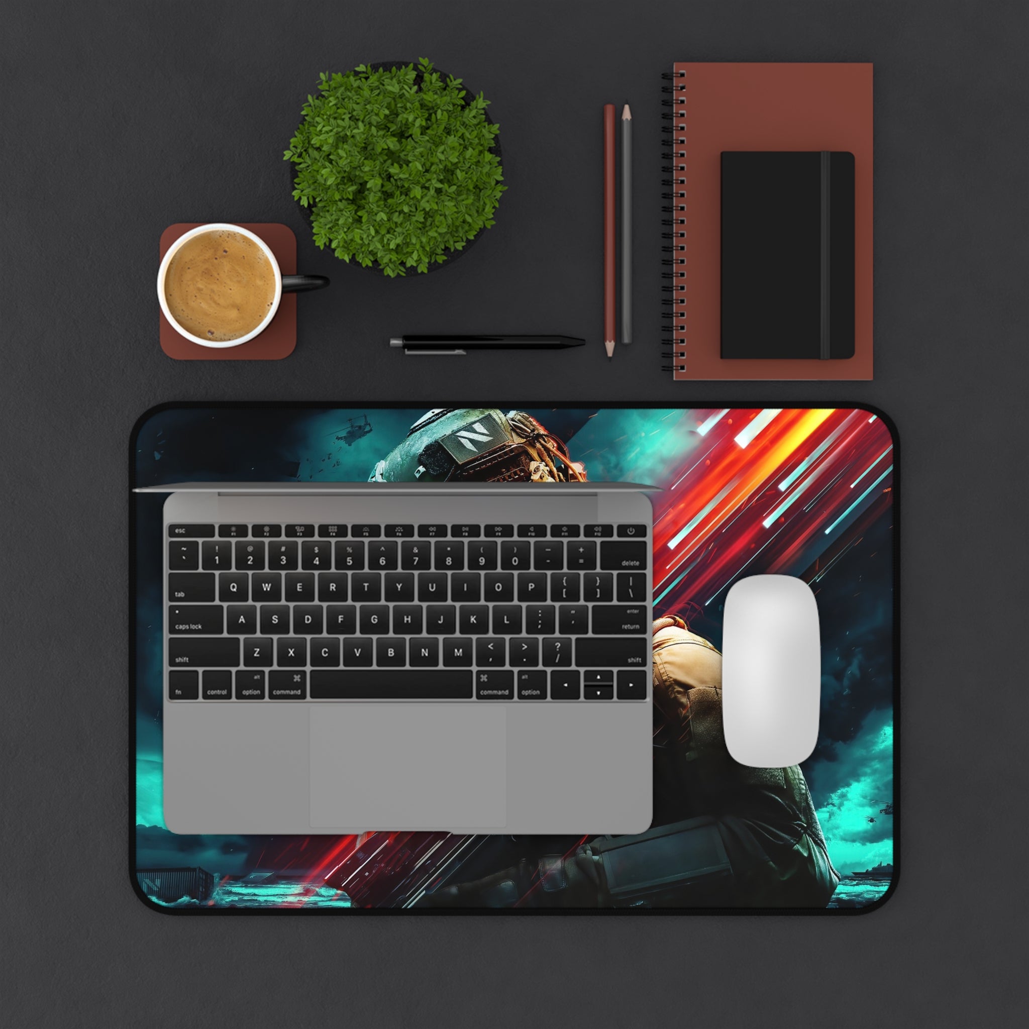 Battlefield Soldier Gaming Desk Mat — Tactical Military Mouse Pad
