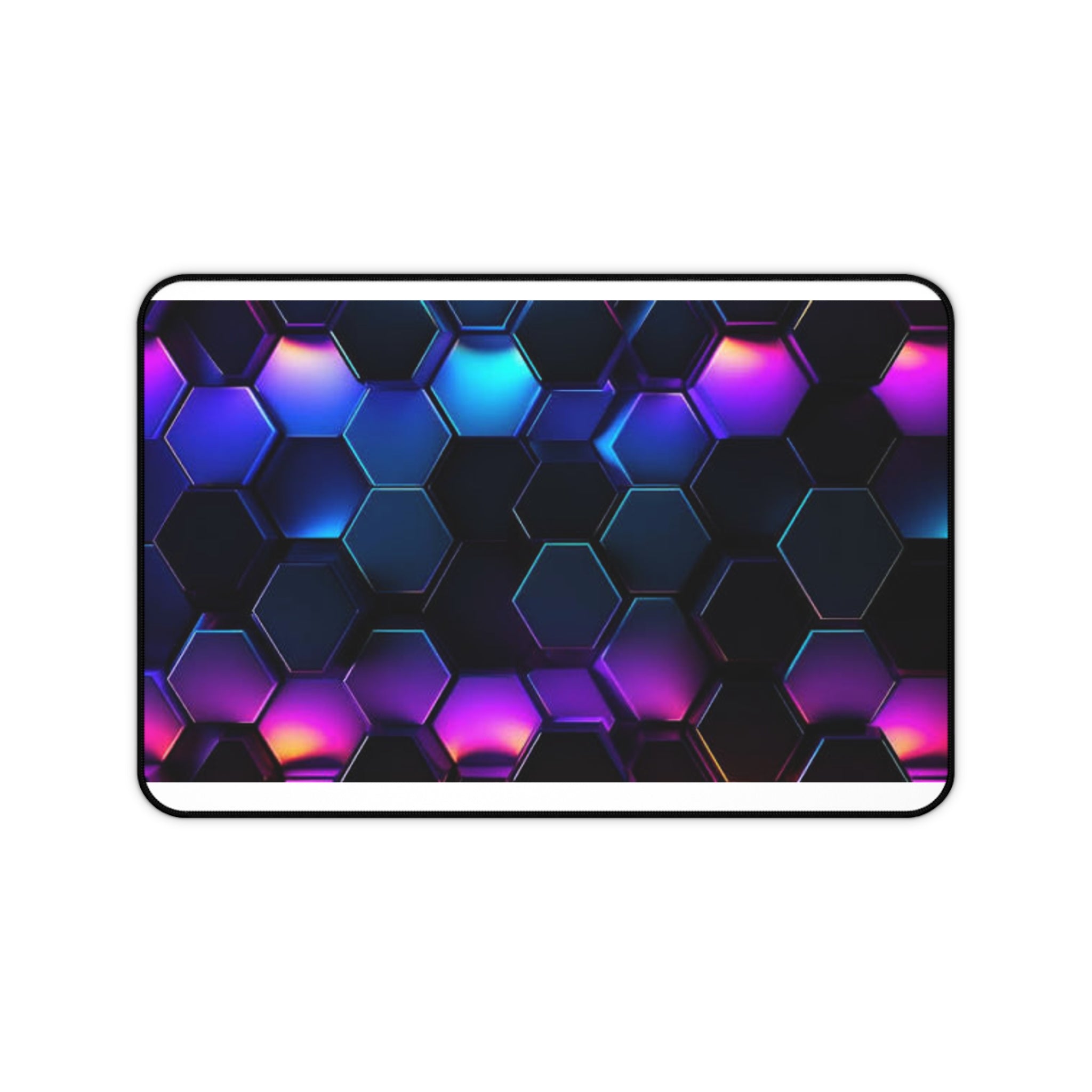 Neon Hex Grid Desk Mat — RGB Cyber Honeycomb Gaming Mouse Pad