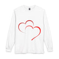 Long Sleeve Shirt — Red Double Hearts & "Pretty Life" Graphic (Valentine / Romantic Gift)