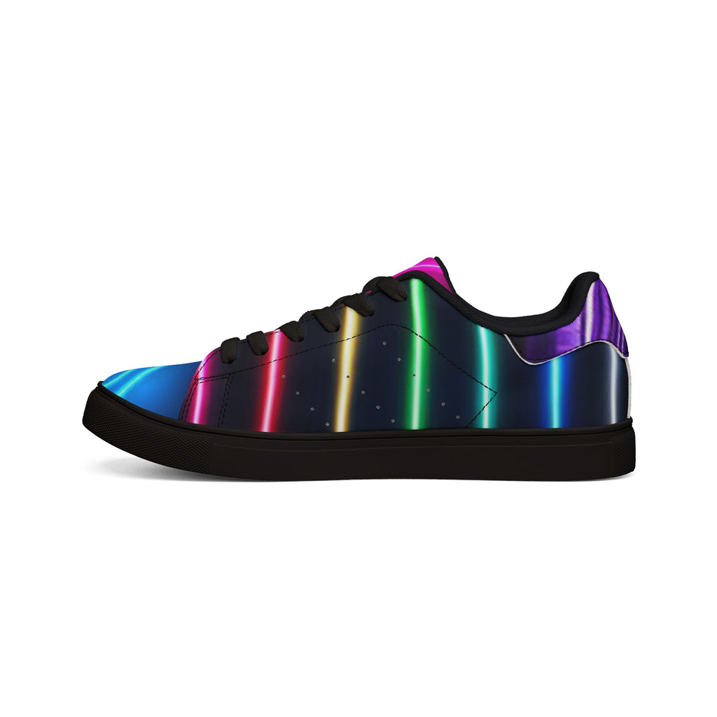 Low-Top Sneakers — Neon Wave Leather Casual Shoes
