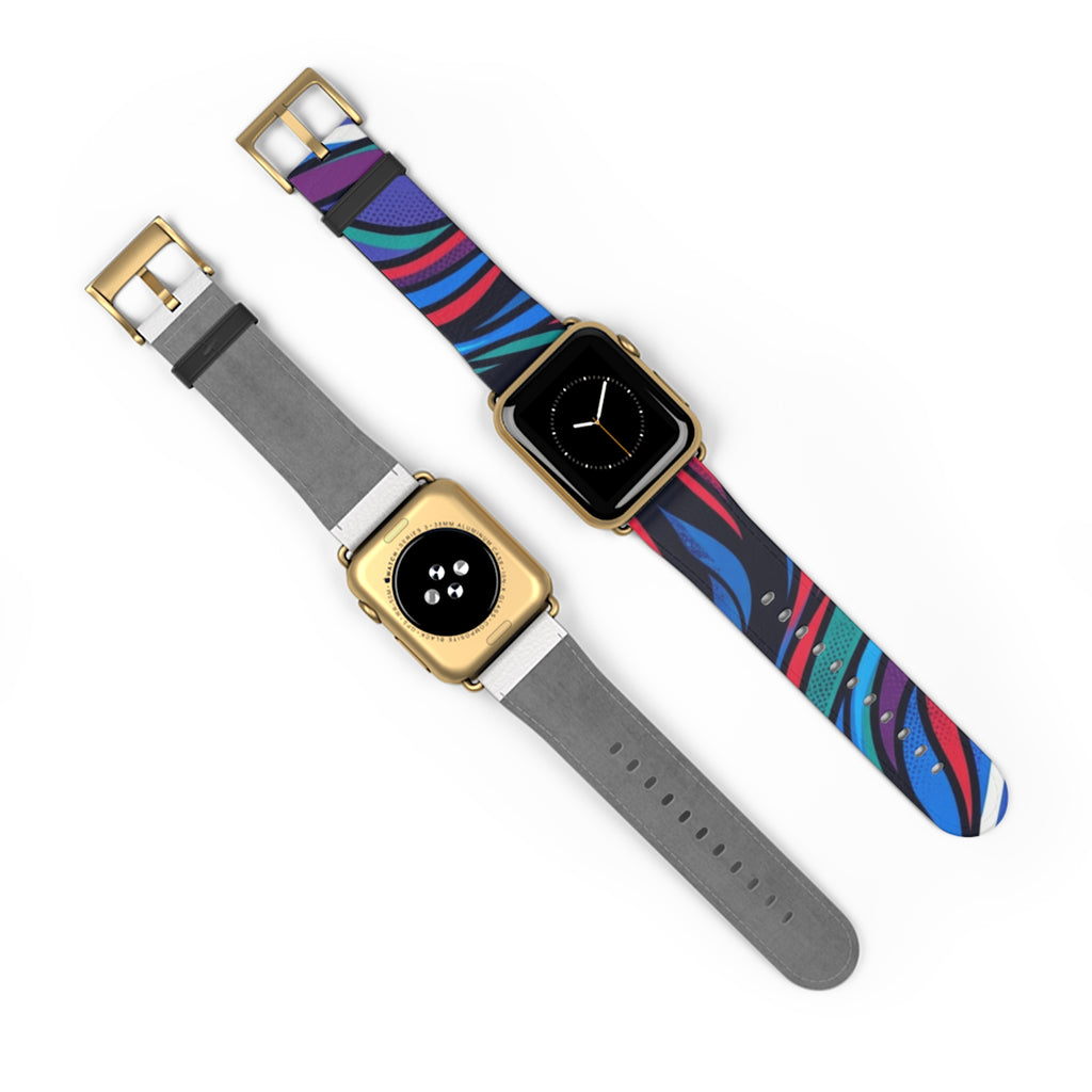 Abstract Neon Waves Watch Band — Colorful Swirl Apple Watch Strap