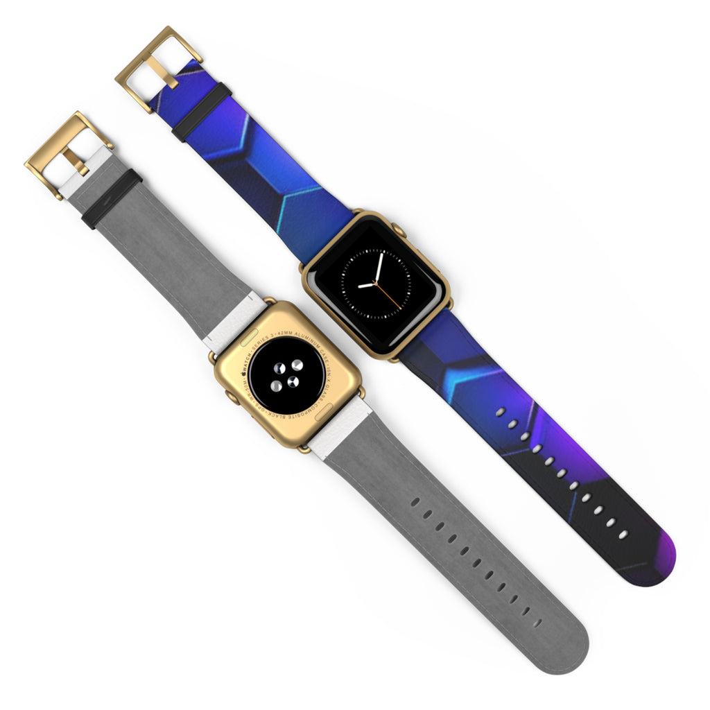 Hex Tech Watch Band — Blue & Purple Geometric Silicone Strap