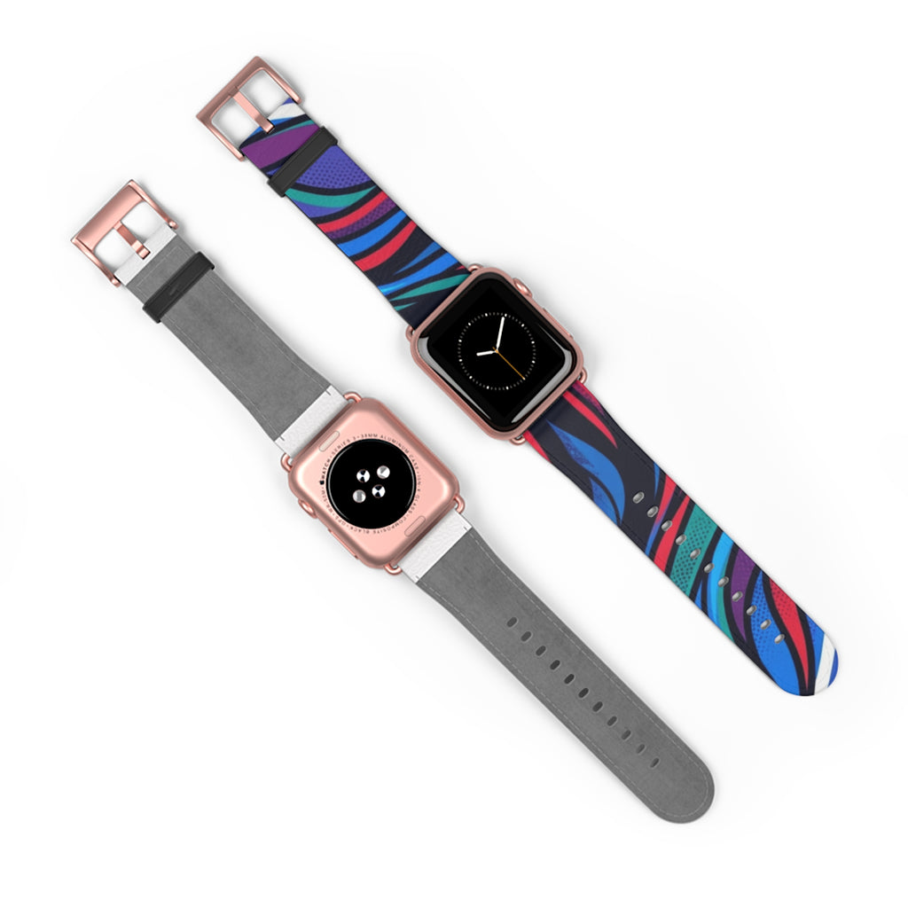 Abstract Neon Waves Watch Band — Colorful Swirl Apple Watch Strap