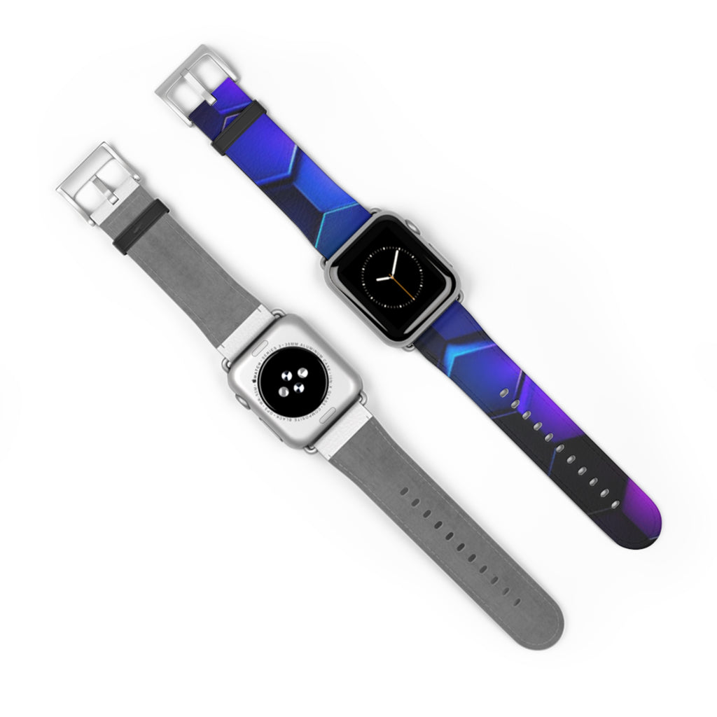 Hex Tech Watch Band — Blue & Purple Geometric Silicone Strap