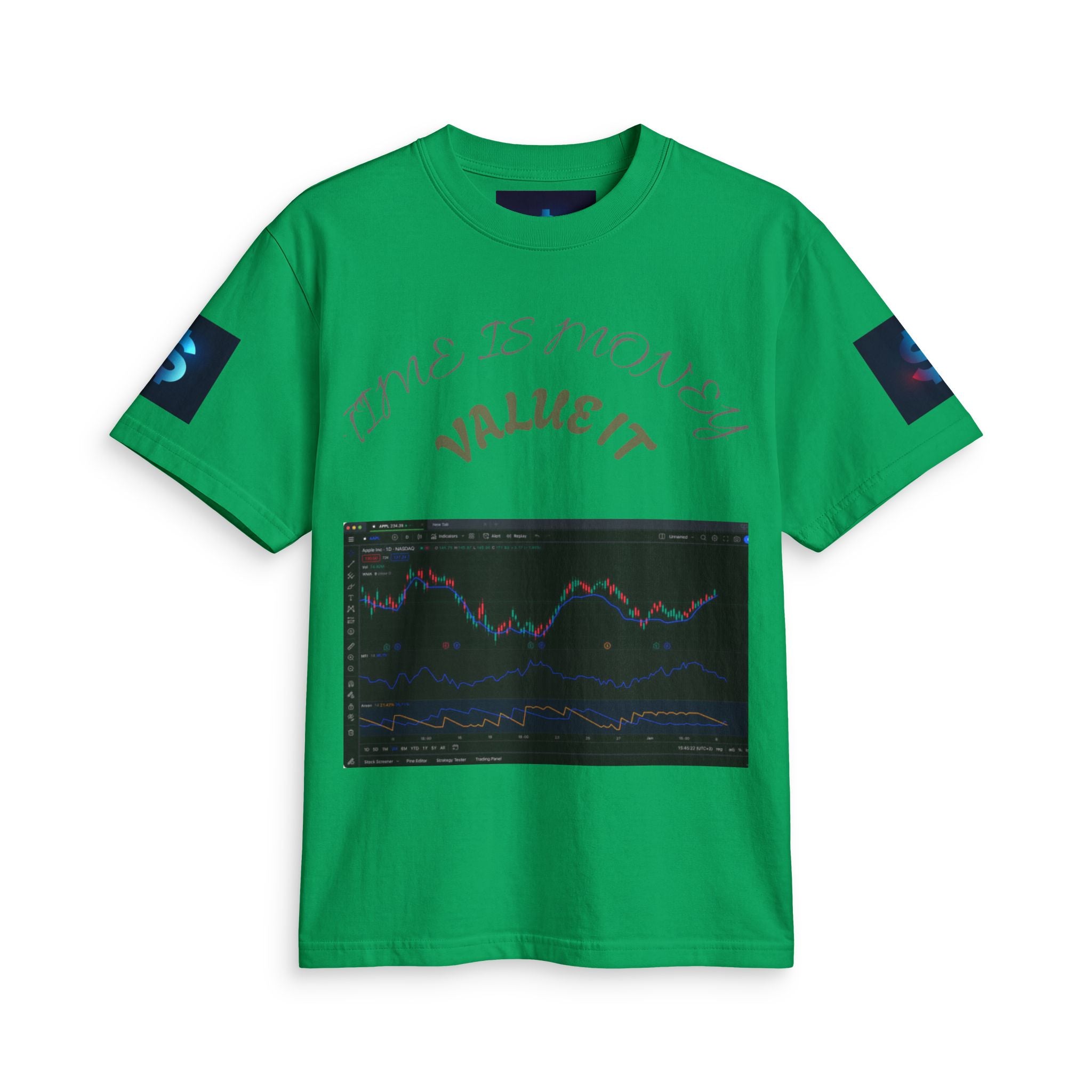 Money Symbol Graphic T-Shirt — Stock Market Candlestick Design