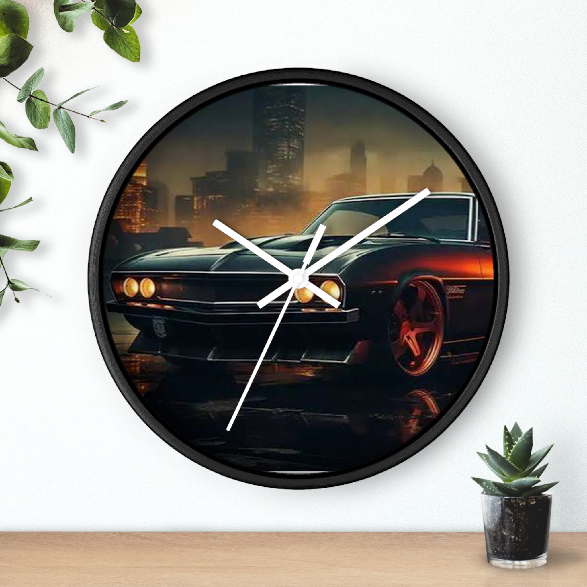 Vintage Muscle Car Wall Clock — Retro City Night Automotive Decor