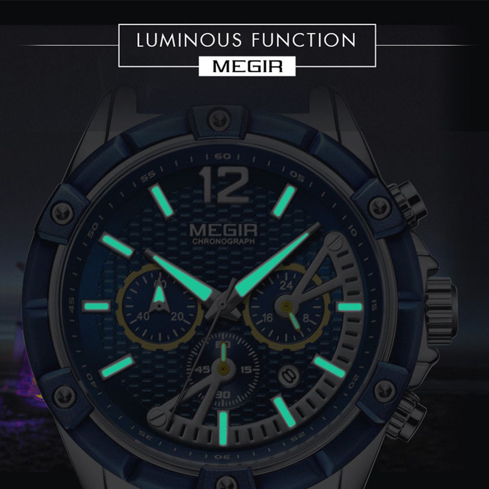 MEGIR Fashion Men Watches Silicone Strap Sport Military Watch Chronograph Waterproof Male Wristwatch Clock Montre Homme 2083