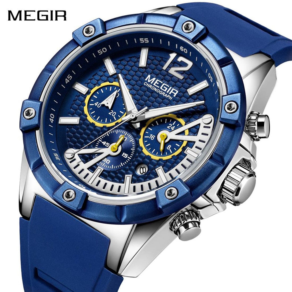 MEGIR Fashion Men Watches Silicone Strap Sport Military Watch Chronograph Waterproof Male Wristwatch Clock Montre Homme 2083