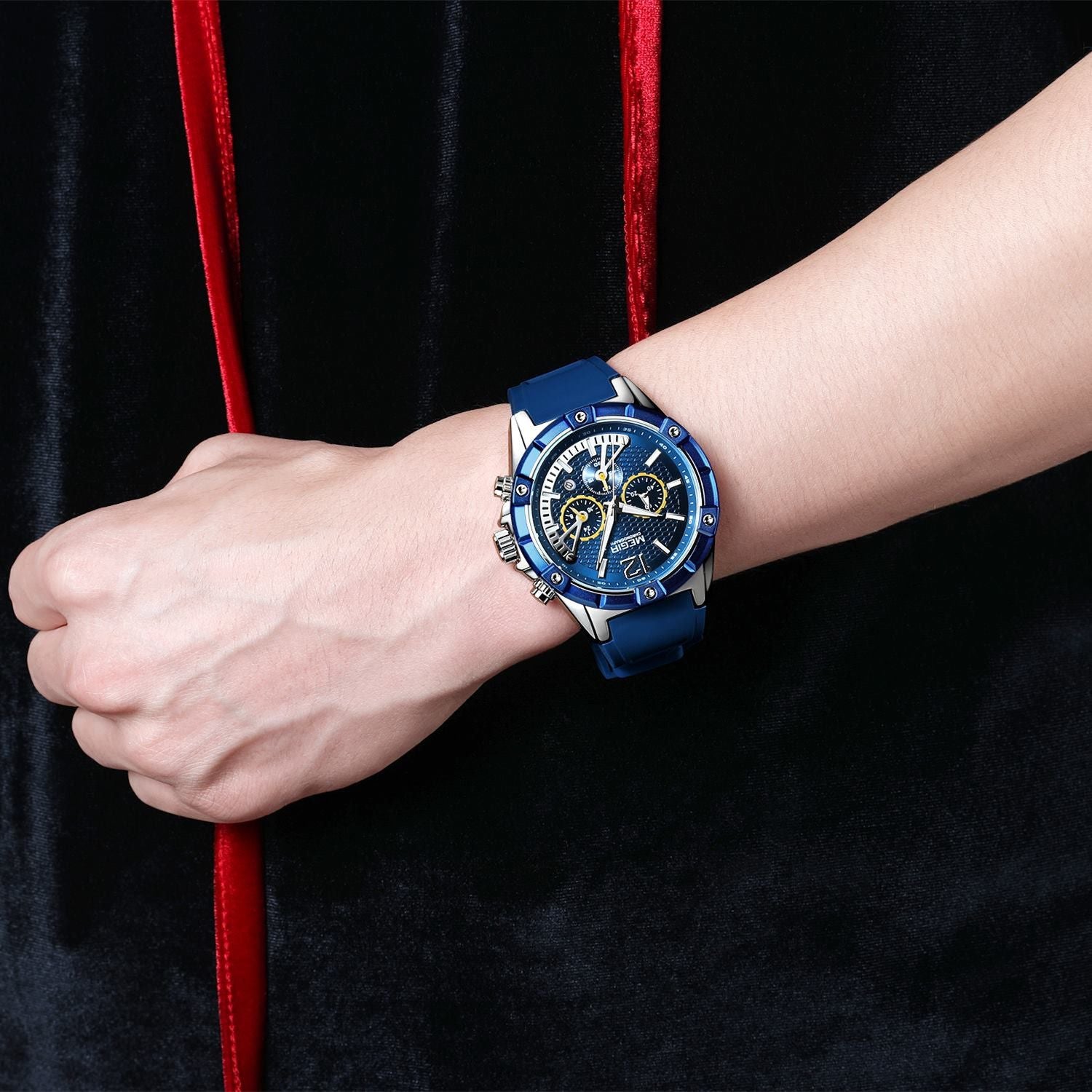 MEGIR Fashion Men Watches Silicone Strap Sport Military Watch Chronograph Waterproof Male Wristwatch Clock Montre Homme 2083