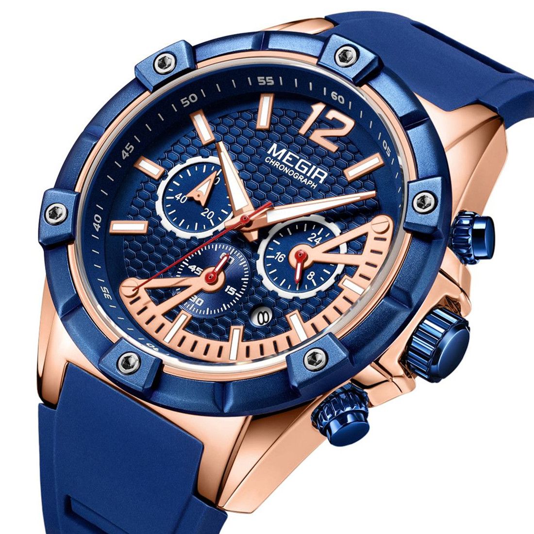 MEGIR Fashion Men Watches Silicone Strap Sport Military Watch Chronograph Waterproof Male Wristwatch Clock Montre Homme 2083