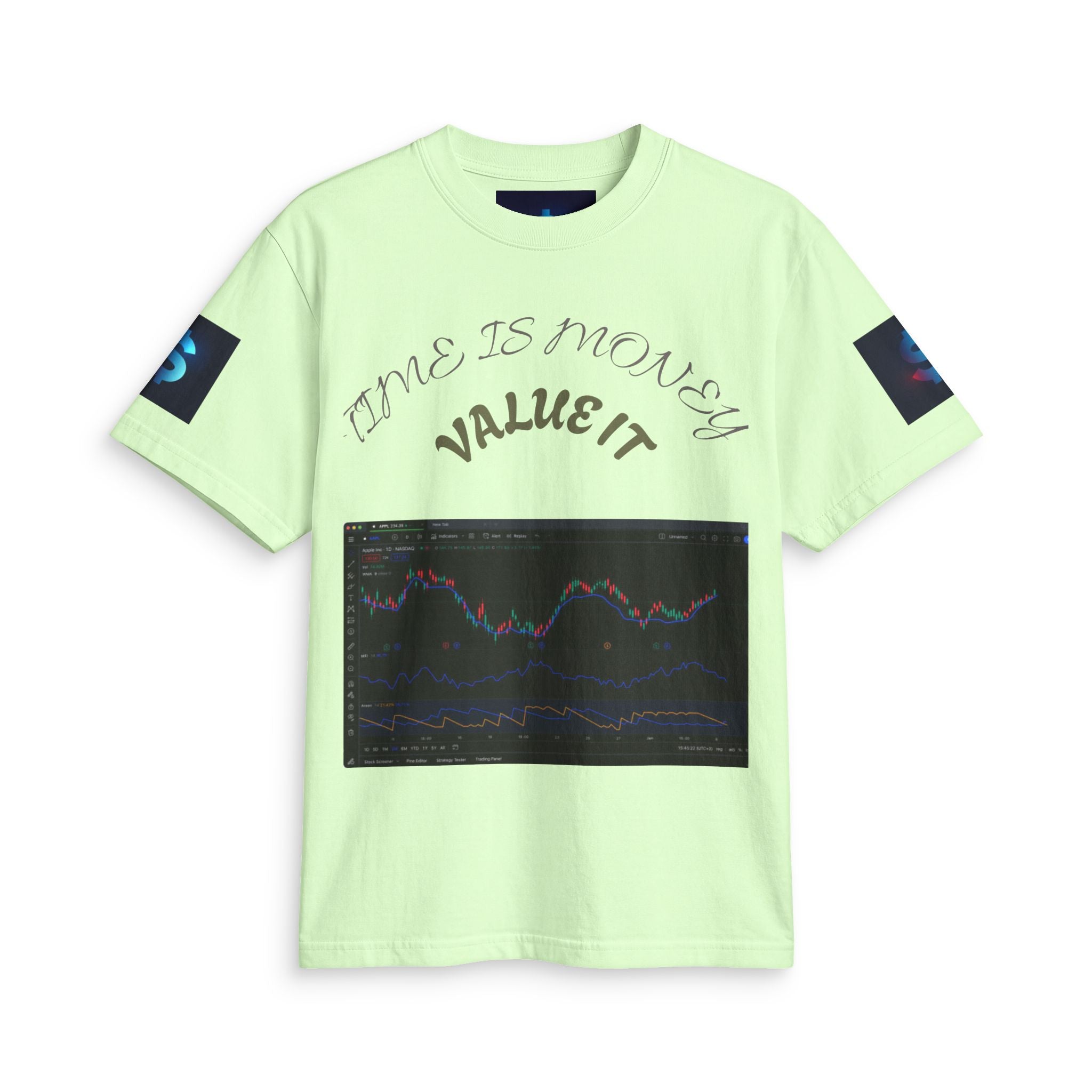 Money Symbol Graphic T-Shirt — Stock Market Candlestick Design