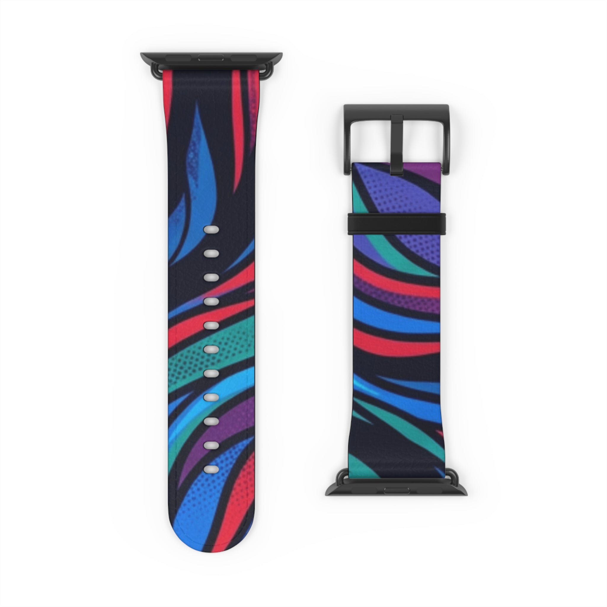 Abstract Neon Waves Watch Band — Colorful Swirl Apple Watch Strap