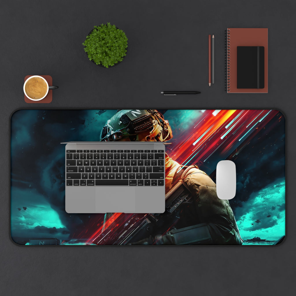 Battlefield Soldier Gaming Desk Mat — Tactical Military Mouse Pad