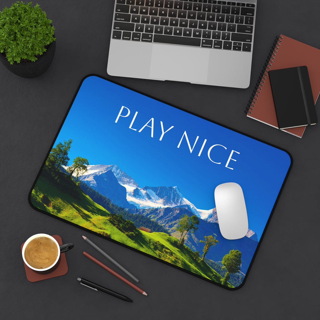 Play Nice Mountain Desk Mat – Scenic Office Mousepad for Calm, Motivational Workspace