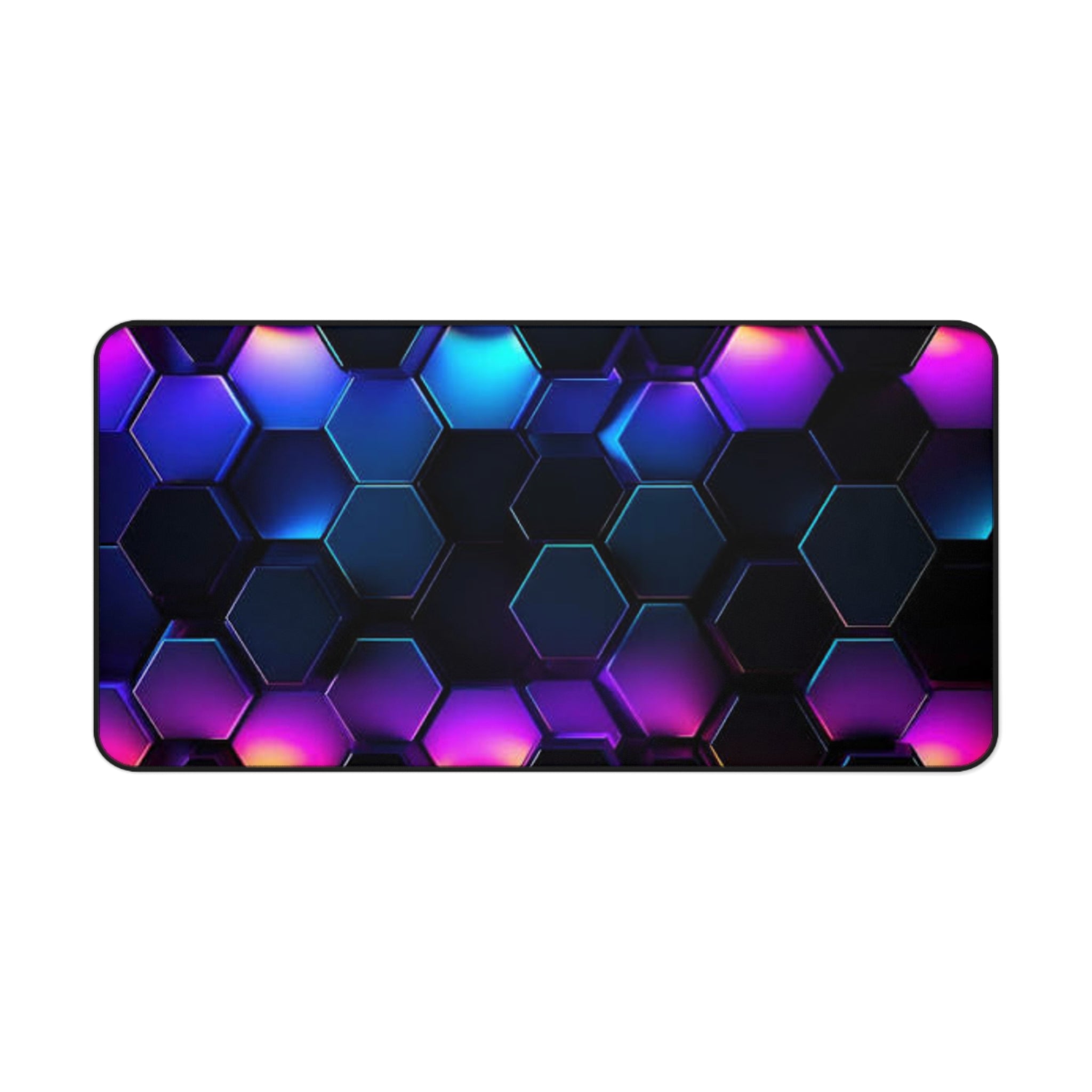 Neon Hex Grid Desk Mat — RGB Cyber Honeycomb Gaming Mouse Pad