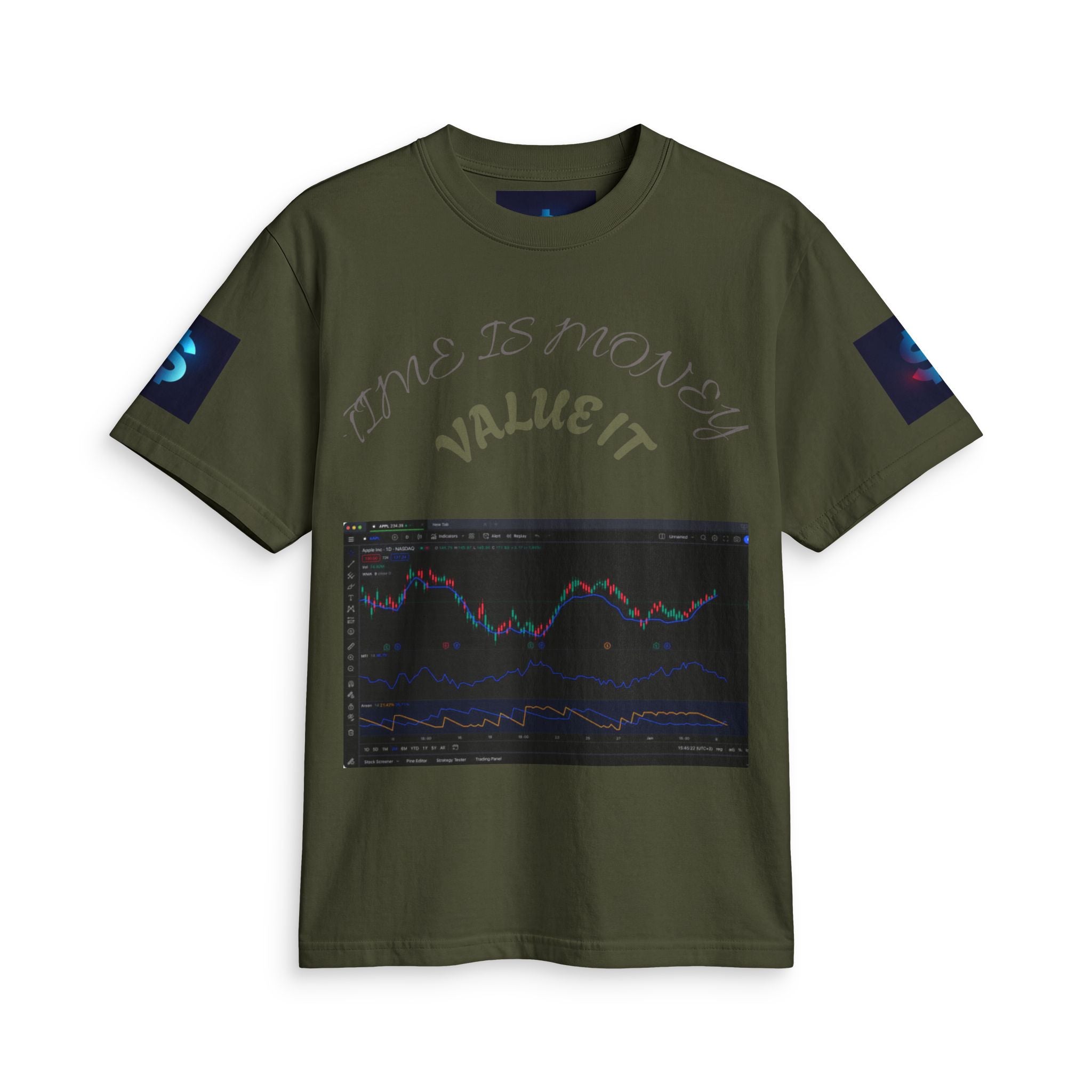 Money Symbol Graphic T-Shirt — Stock Market Candlestick Design