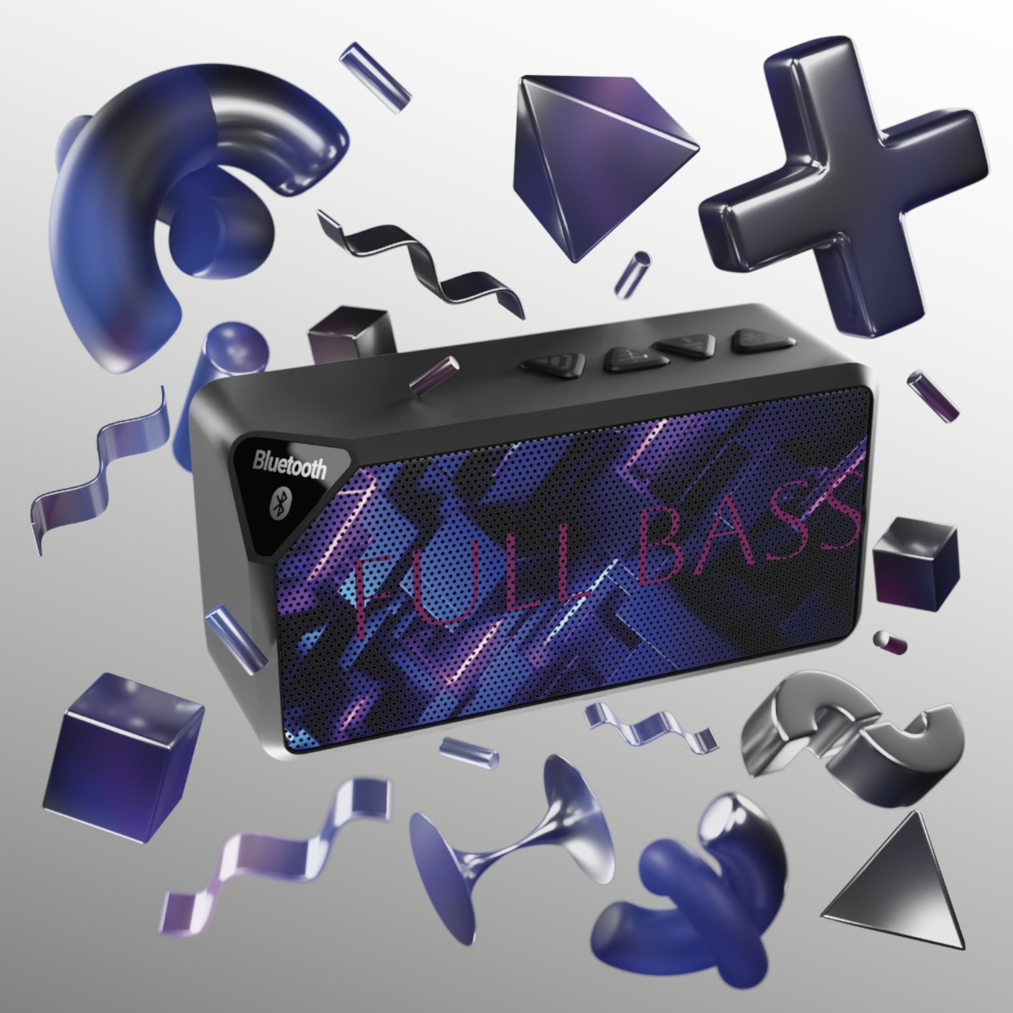 Neon Grid Design Bluetooth Speaker — 'Full Bass' Portable Wireless Speaker