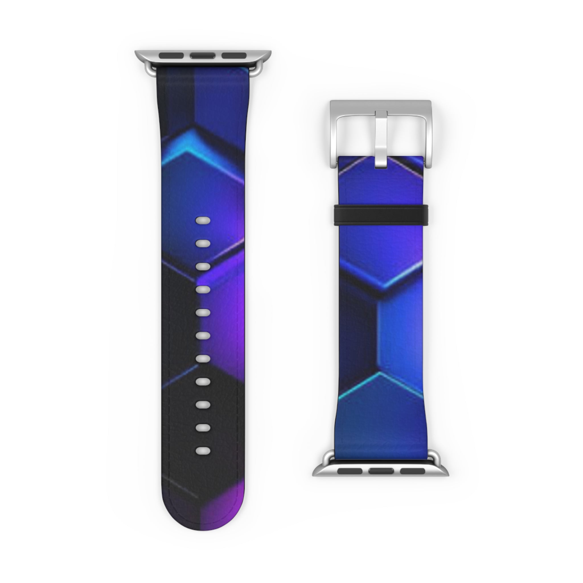 Hex Tech Watch Band — Blue & Purple Geometric Silicone Strap
