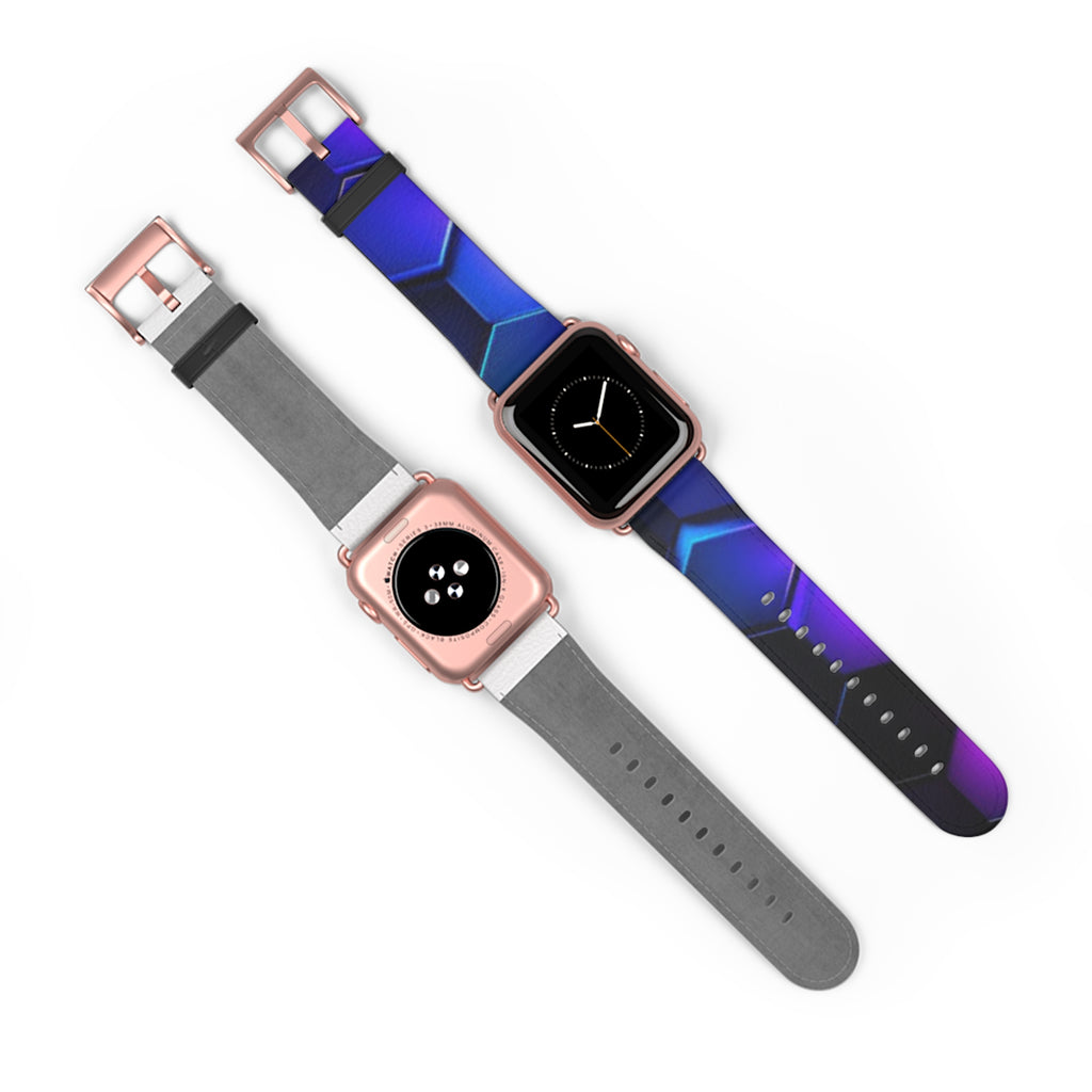 Hex Tech Watch Band — Blue & Purple Geometric Silicone Strap