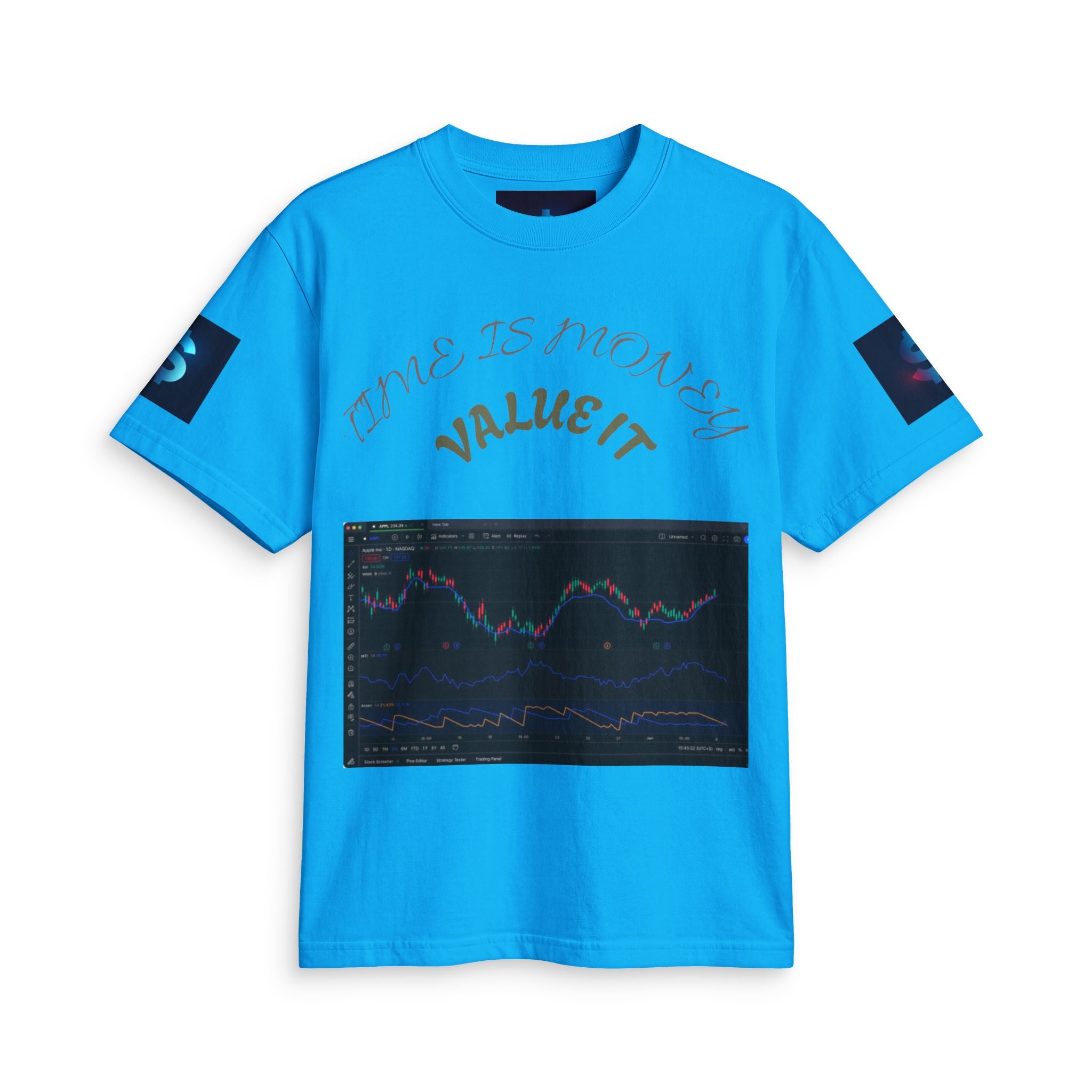 Money Symbol Graphic T-Shirt — Stock Market Candlestick Design
