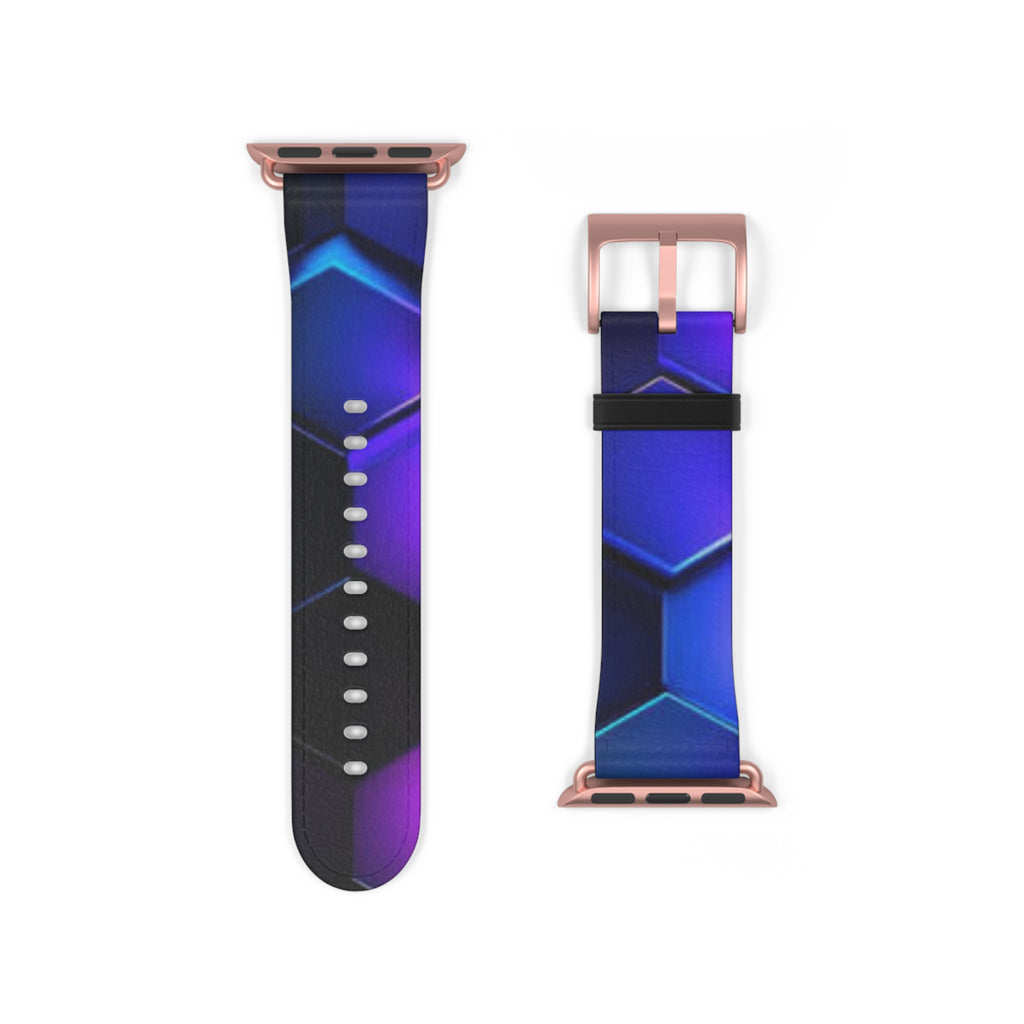 Hex Tech Watch Band — Blue & Purple Geometric Silicone Strap