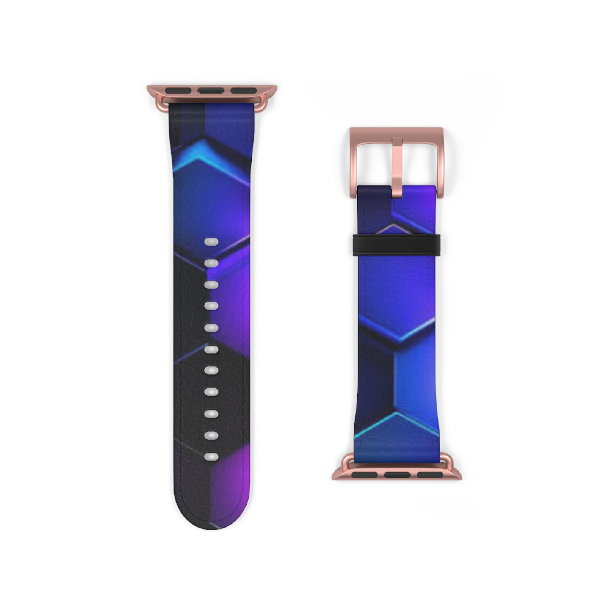 Hex Tech Watch Band — Blue & Purple Geometric Silicone Strap