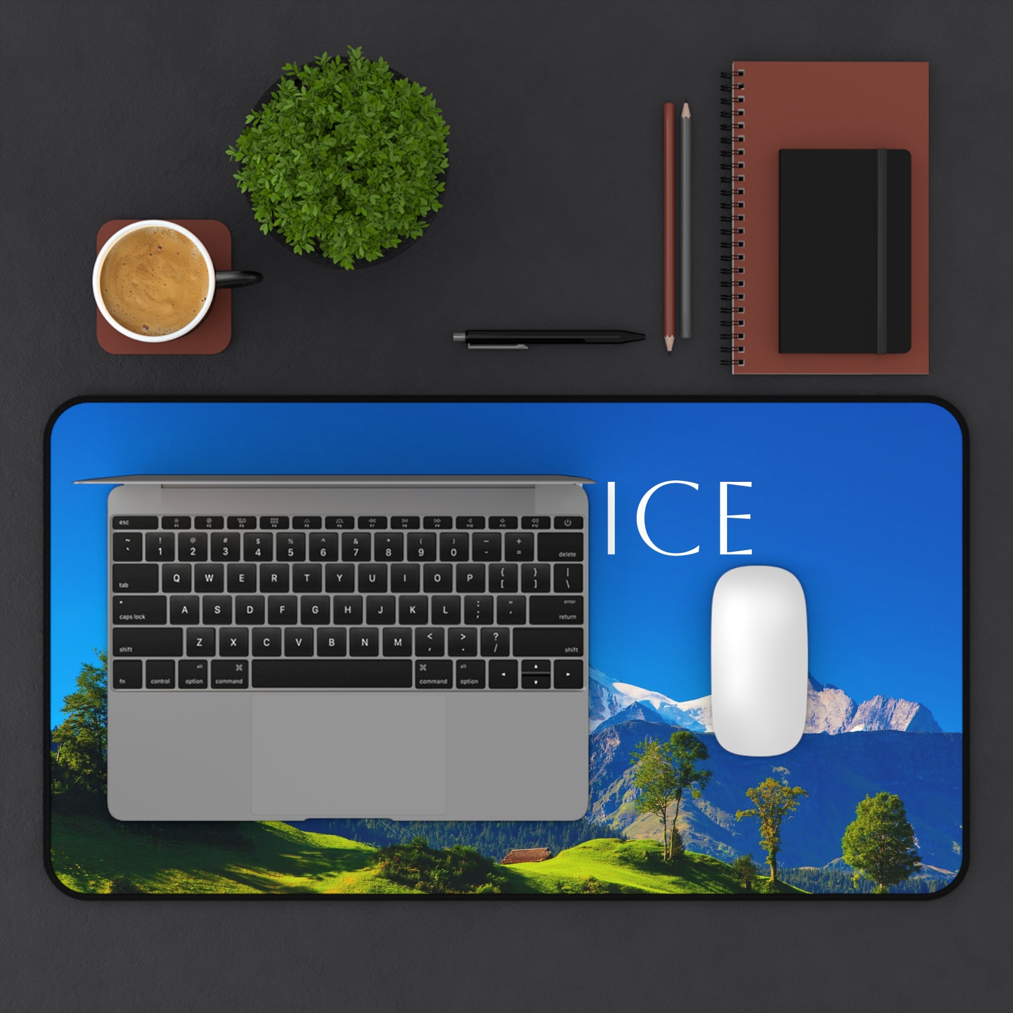 Play Nice Mountain Desk Mat – Scenic Office Mousepad for Calm, Motivational Workspace