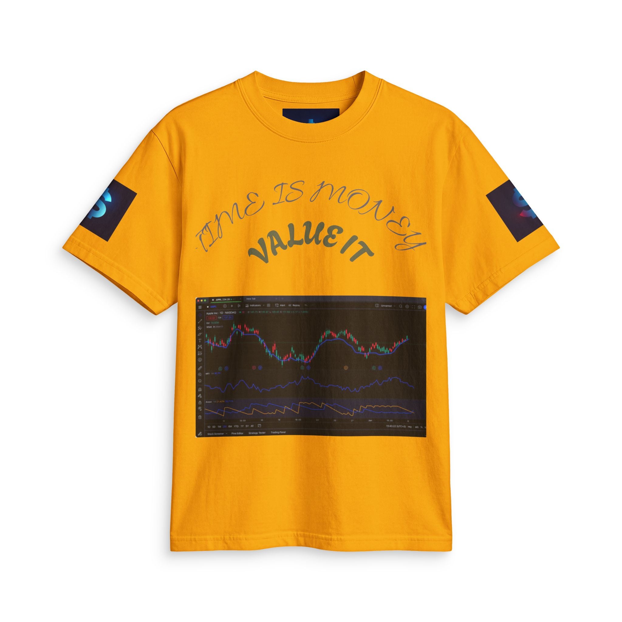 Money Symbol Graphic T-Shirt — Stock Market Candlestick Design