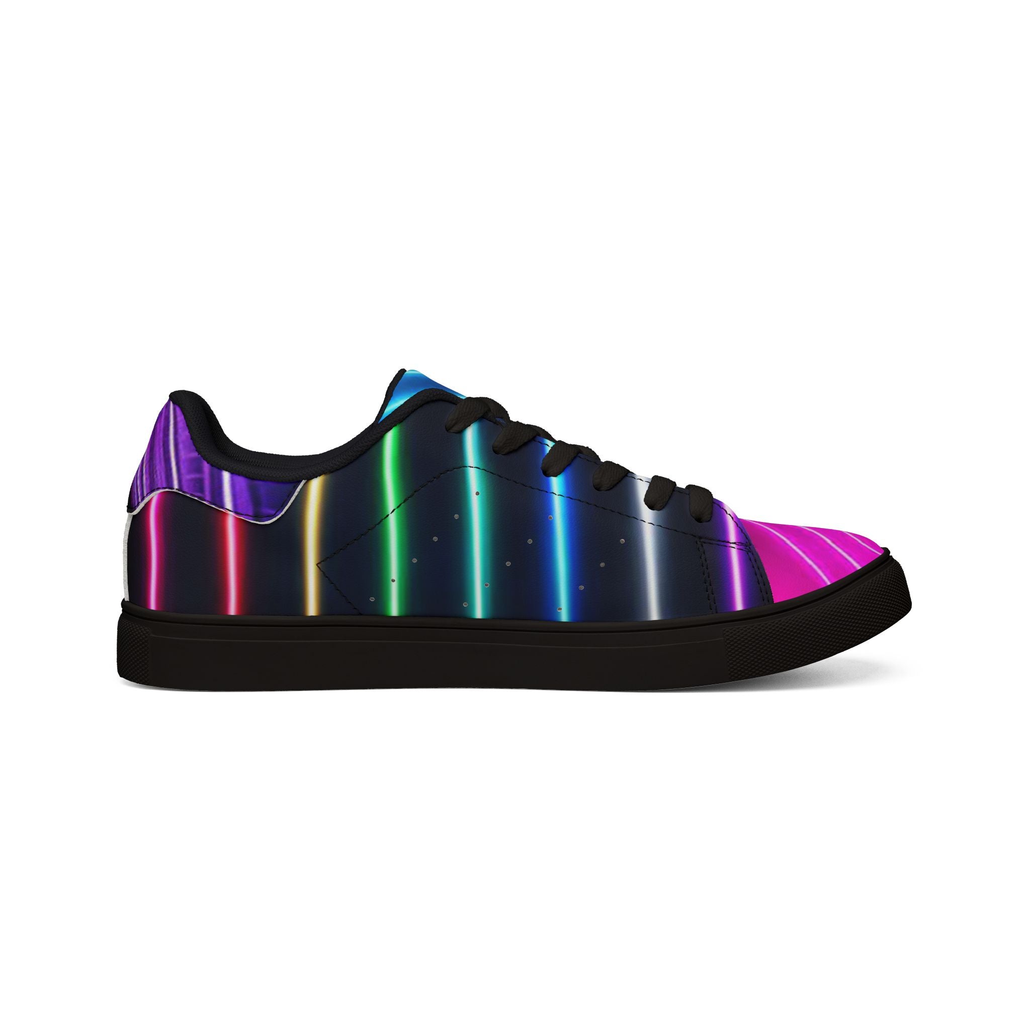 Low-Top Sneakers — Neon Wave Leather Casual Shoes