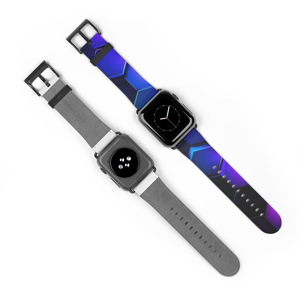 Hex Tech Watch Band — Blue & Purple Geometric Silicone Strap