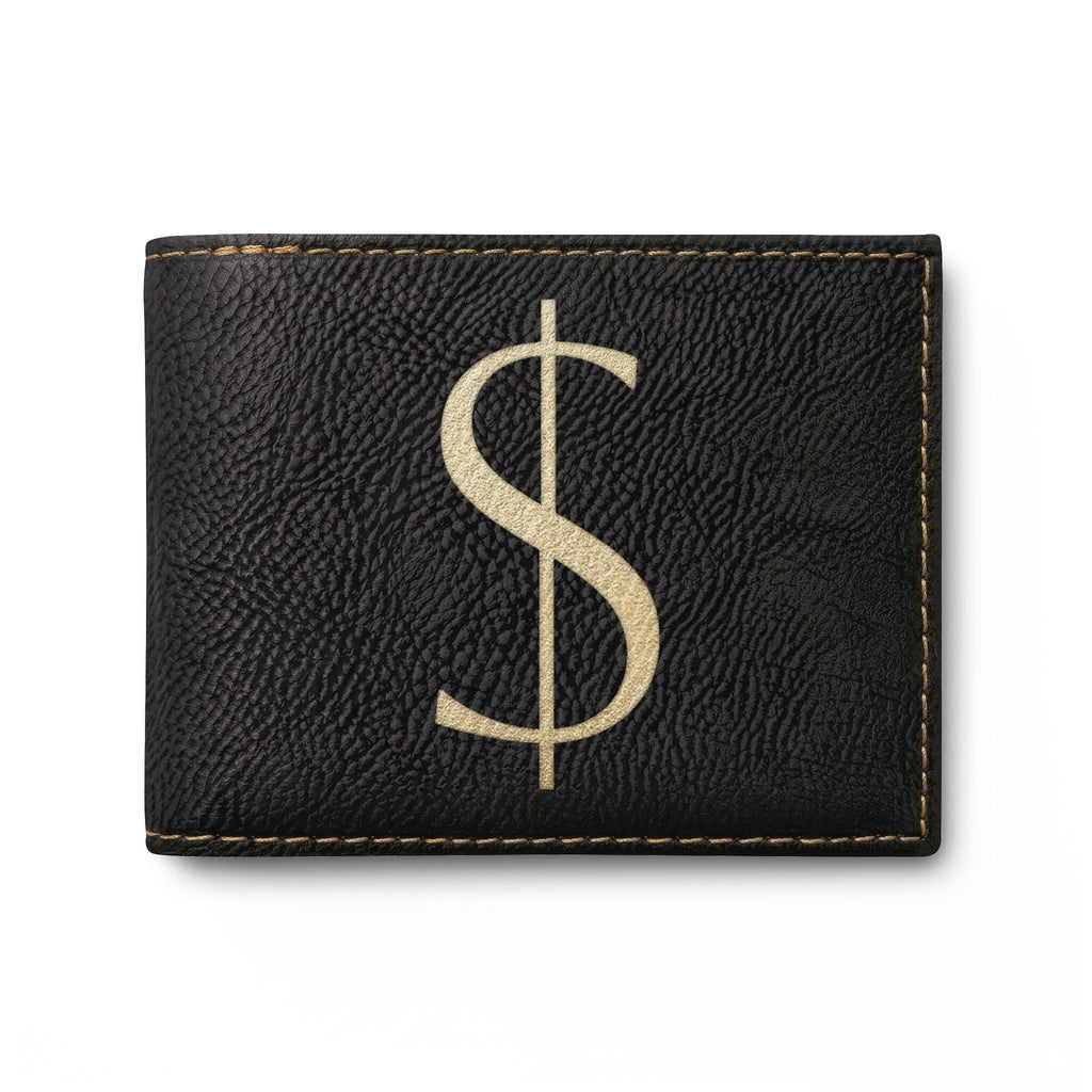 Bi-Fold Wallet — Modern Leather Money Clip Wallet with Dollar sign