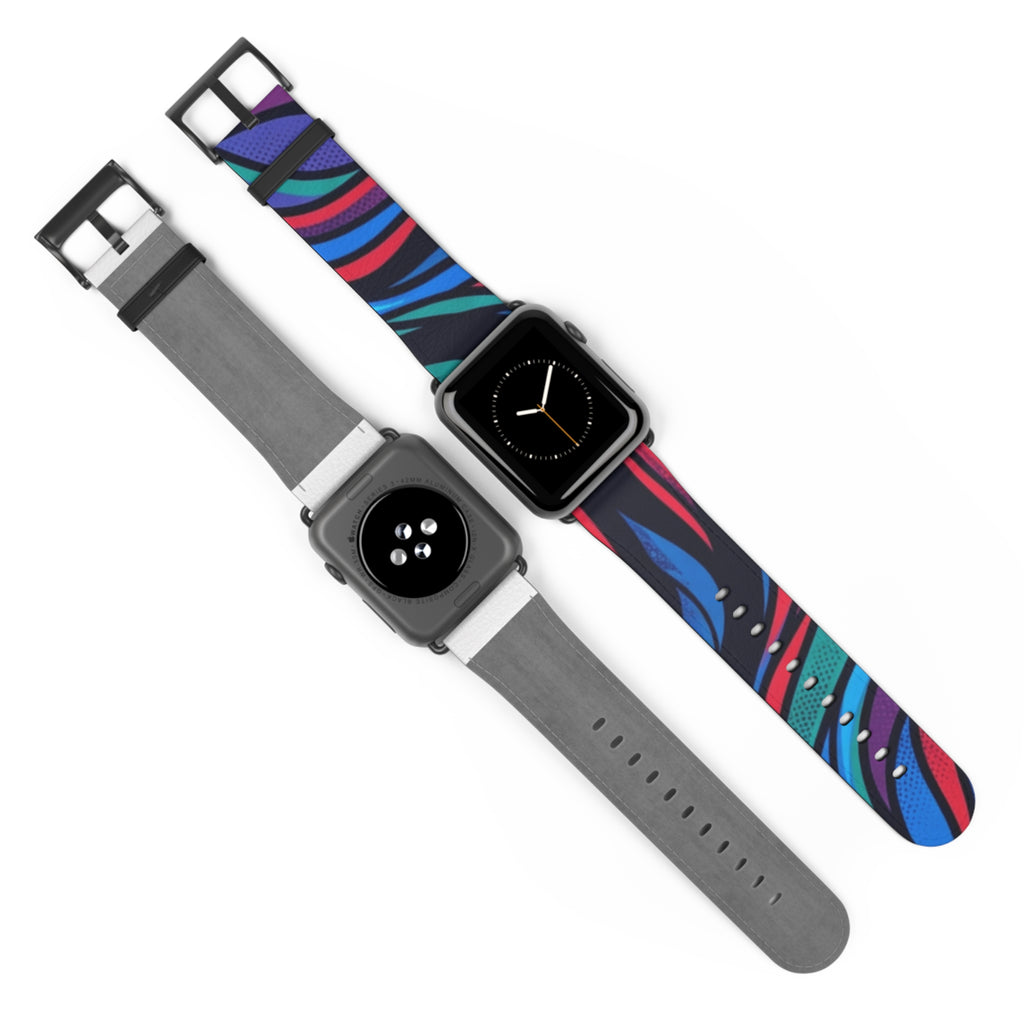 Abstract Neon Waves Watch Band — Colorful Swirl Apple Watch Strap